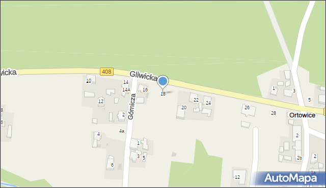 Ortowice, Gliwicka, 18, mapa Ortowice