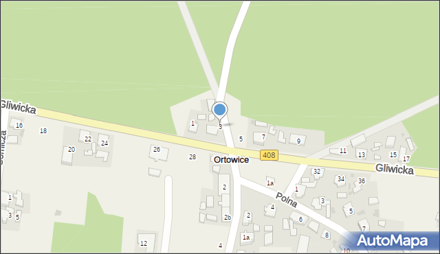 Ortowice, Gliwicka, 3, mapa Ortowice