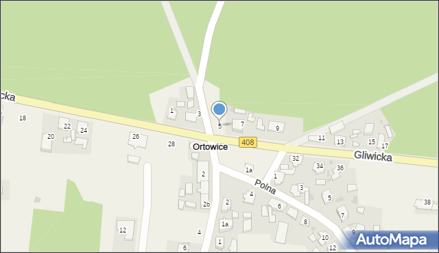 Ortowice, Gliwicka, 5, mapa Ortowice