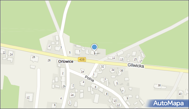 Ortowice, Gliwicka, 9, mapa Ortowice