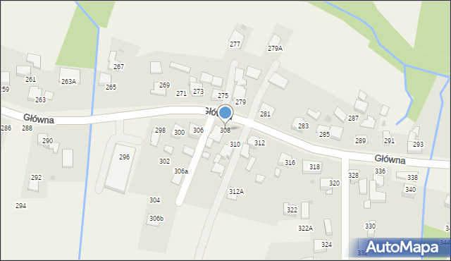 Osiek, Główna, 308, mapa Osiek