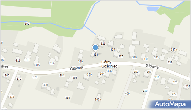 Osiek, Główna, 323, mapa Osiek