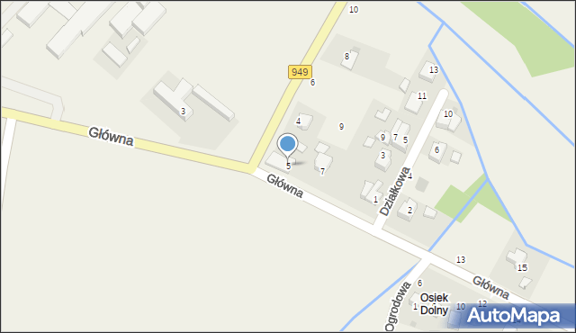 Osiek, Główna, 5, mapa Osiek