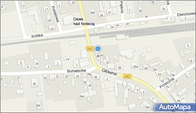 Osiek nad Notecią, Główna, 68, mapa Osiek nad Notecią