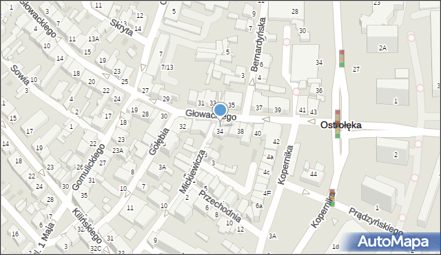 Ostrołęka, Głowackiego Bartosza, 36A, mapa Ostrołęka