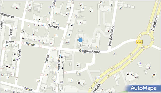 Ostrowiec Świętokrzyski, Głogowskiego Jana, 1, mapa Ostrowiec Świętokrzyski