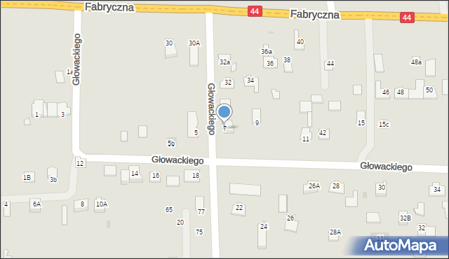 Oświęcim, Głowackiego Bartosza, 7, mapa Oświęcimia