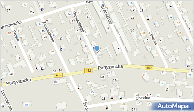 Pabianice, Głowackiego Bartosza, 1, mapa Pabianic