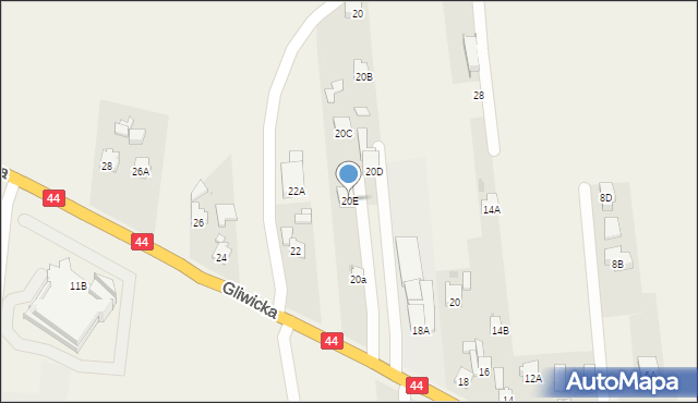 Paniówki, Gliwicka, 20E, mapa Paniówki