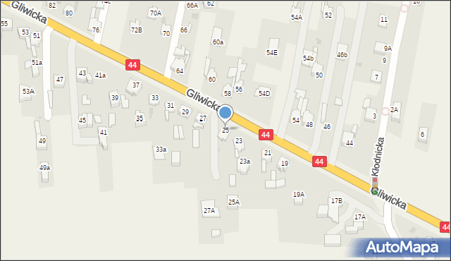 Paniówki, Gliwicka, 25, mapa Paniówki