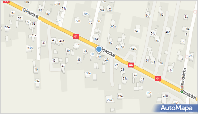 Paniówki, Gliwicka, 29, mapa Paniówki