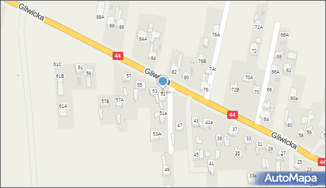 Paniówki, Gliwicka, 51, mapa Paniówki