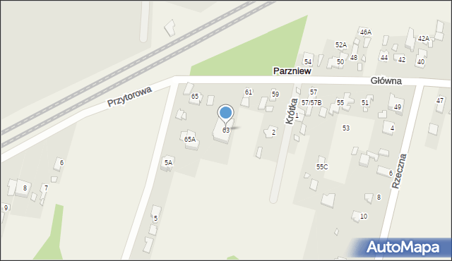 Parzniew, Główna, 63, mapa Parzniew