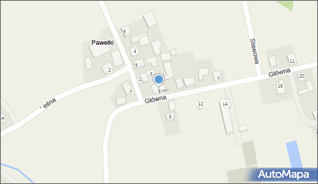 Pawełki, Główna, 3, mapa Pawełki