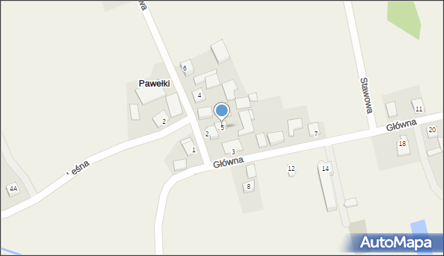 Pawełki, Główna, 5, mapa Pawełki