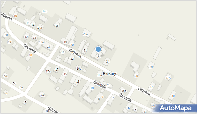 Piekary, Główna, 23, mapa Piekary