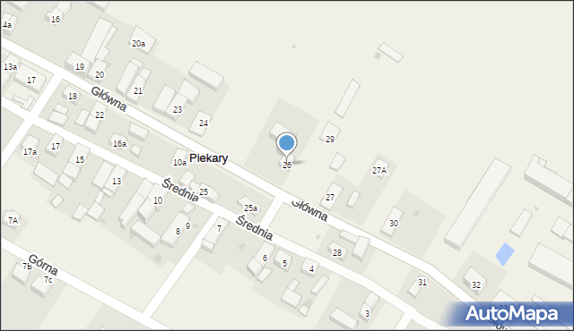 Piekary, Główna, 26, mapa Piekary