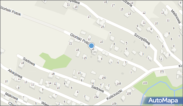 Pietrzykowice, Gloński Potok, 13, mapa Pietrzykowice