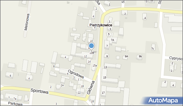 Pietrzykowice, Główna, 12B, mapa Pietrzykowice
