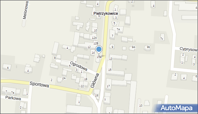 Pietrzykowice, Główna, 15a, mapa Pietrzykowice