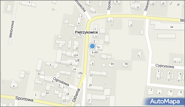 Pietrzykowice, Główna, 7, mapa Pietrzykowice