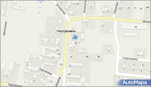 Pietrzykowice, Główna, 7A, mapa Pietrzykowice