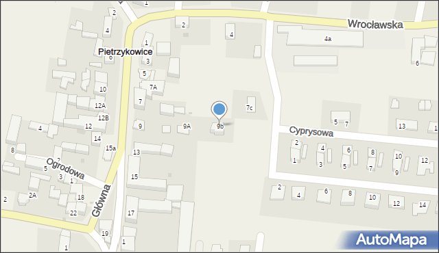 Pietrzykowice, Główna, 9b, mapa Pietrzykowice