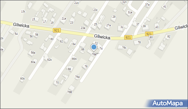 Pilchowice, Gliwicka, 74a, mapa Pilchowice