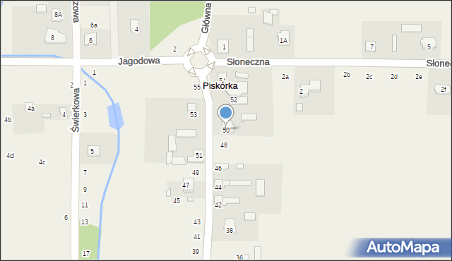 Piskórka, Główna, 50, mapa Piskórka