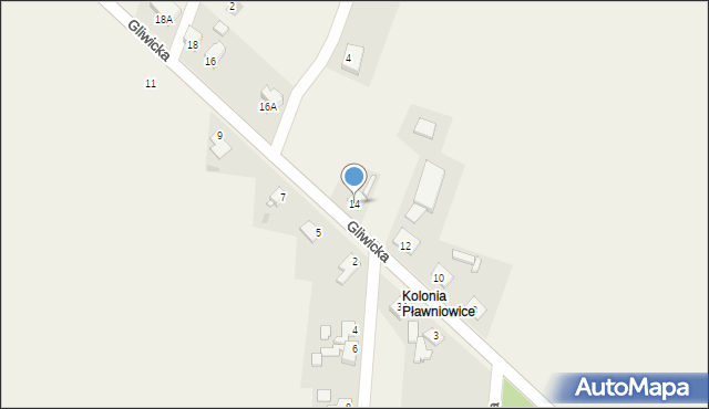 Pławniowice, Gliwicka, 14, mapa Pławniowice