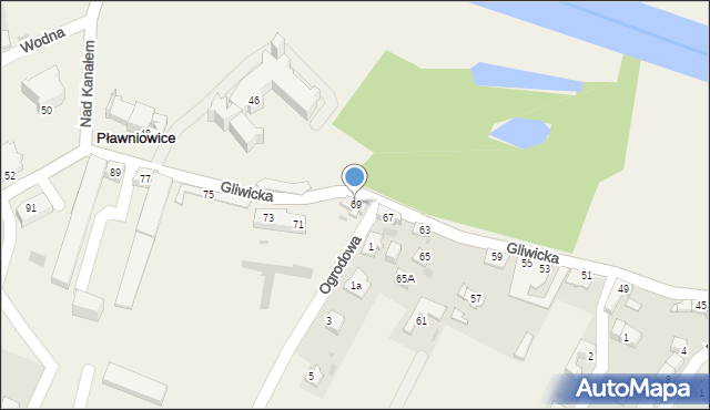 Pławniowice, Gliwicka, 69, mapa Pławniowice