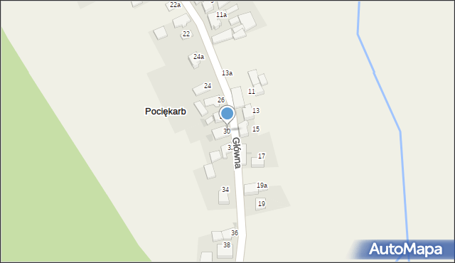 Pociękarb, Główna, 30, mapa Pociękarb