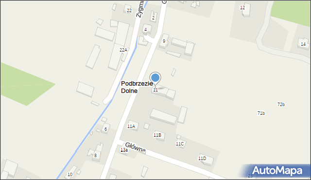 Podbrzezie Dolne, Główna, 11, mapa Podbrzezie Dolne