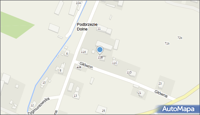 Podbrzezie Dolne, Główna, 11B, mapa Podbrzezie Dolne