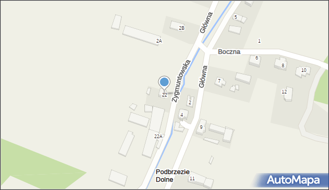 Podbrzezie Dolne, Główna, 22, mapa Podbrzezie Dolne