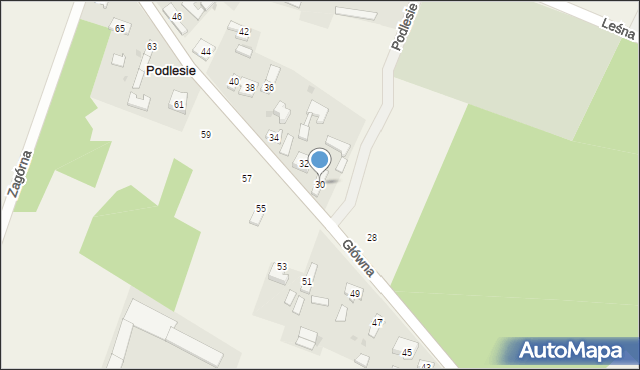 Podlesie, Główna, 30, mapa Podlesie