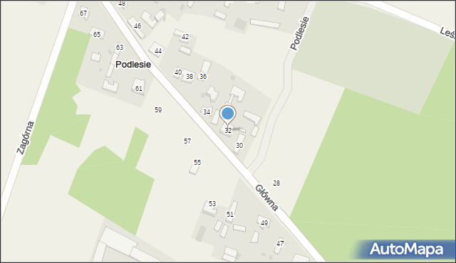 Podlesie, Główna, 32, mapa Podlesie