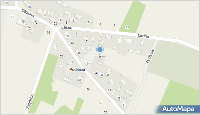 Podlesie, Główna, 42, mapa Podlesie