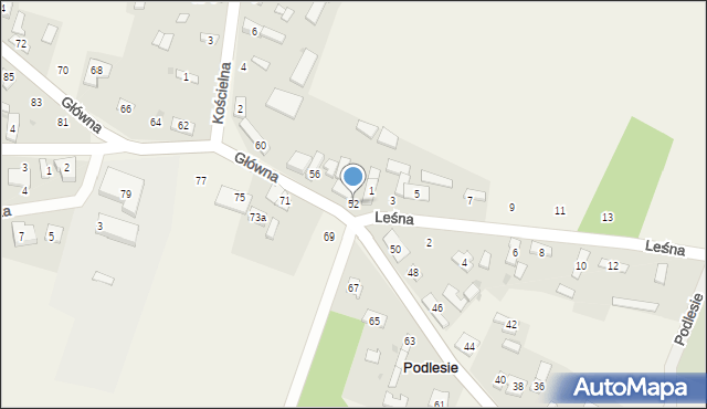 Podlesie, Główna, 52, mapa Podlesie