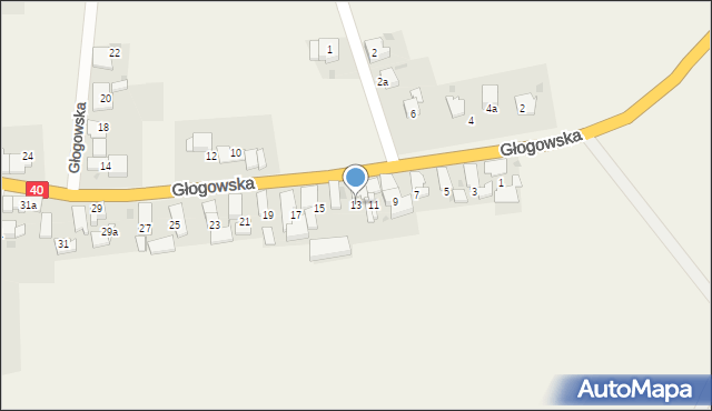 Pokrzywnica, Głogowska, 13, mapa Pokrzywnica