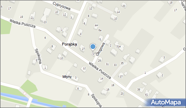 Porąbka, Głogowa, 1, mapa Porąbka