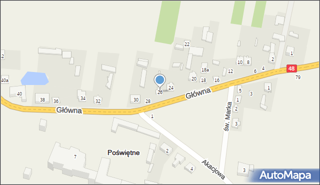 Poświętne, Główna, 26, mapa Poświętne