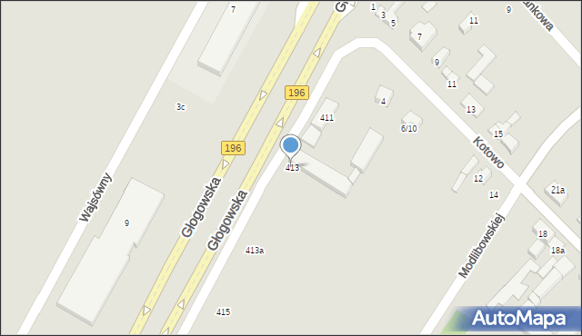 Poznań, Głogowska, 413, mapa Poznania