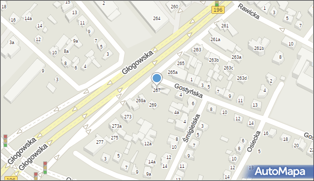 Poznań, Głogowska, 267, mapa Poznania