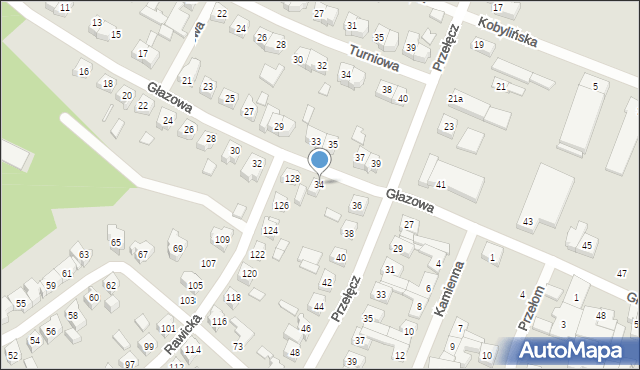 Poznań, Głazowa, 34, mapa Poznania