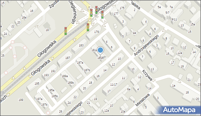 Poznań, Głogowska, 181b, mapa Poznania