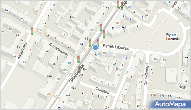 Poznań, Głogowska, 85, mapa Poznania