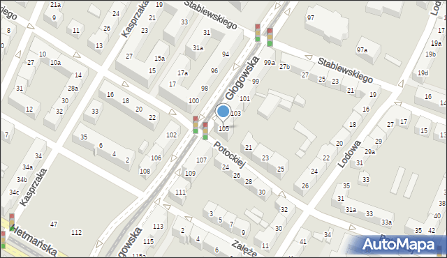 Poznań, Głogowska, 105, mapa Poznania