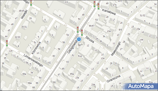 Poznań, Głogowska, 59, mapa Poznania