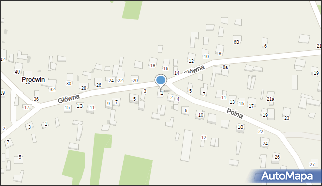 Proćwin, Główna, 1, mapa Proćwin